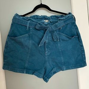 Denim Shorts with tie - high waisted, Blue, size 14